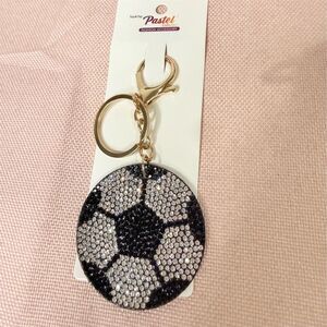 Fashion sport Soccer Ball Rhinestone purse charm Key Chain Black gift